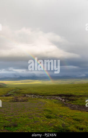 Un magnifique arc-en-ciel arctique Toundra sur les Territoires du Nord-Ouest Banque D'Images