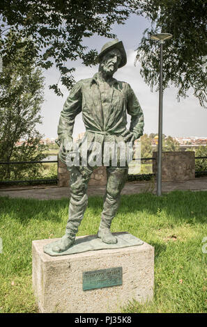 Francisco Pizarro Conquérant espagnol de l'Empire Inca. Sculpture réalisée par Estanislao García. Badajoz, Espagne Banque D'Images