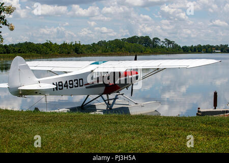 1958 Piper PA-18-150 Super Cub (N9493D) échoué sur les rives du lac de Jessie, Jack Brown's Seaplane Base (F57), Winter Haven, Florida, United States of America Banque D'Images