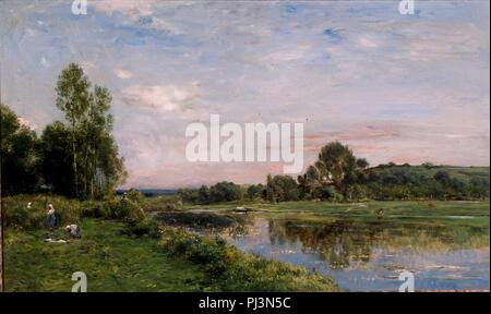 Rives de l'Oise par Charles-Francois Daubigny, Banque D'Images