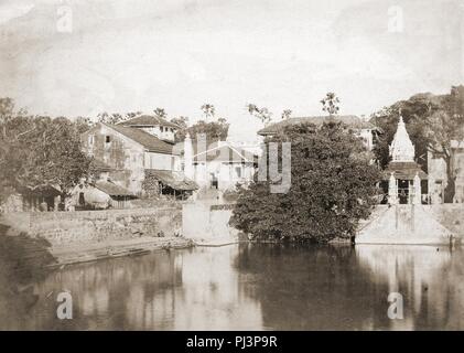 Banganga Tank et Walkeshwar Temple, Bombay, c. 1855. Banque D'Images