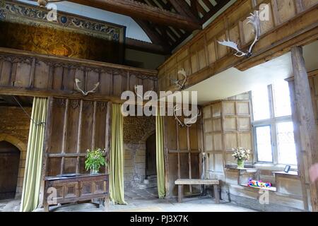 Salle de banquet, Haddon Hall - Bakewell, Derbyshire, Angleterre - Banque D'Images