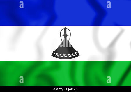 Drapeau de la 3D du Lesotho. 3D Illustration. Banque D'Images