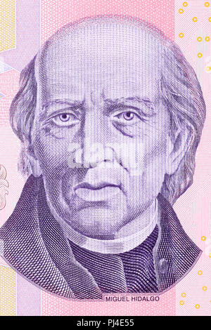 Miguel Hidalgo y Costilla portrait de l'argent mexicain Banque D'Images