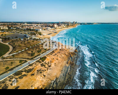 Vue aérienne de Mil Palmeras seashore, Espagne Banque D'Images