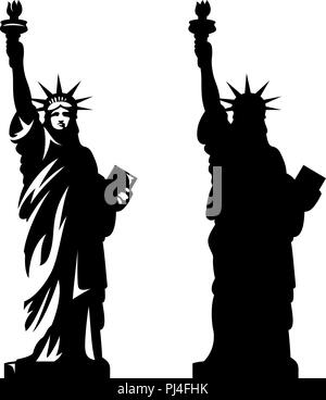 Statue de la liberté. Monument de New York. Symbole de l'Amérique. Silhouette vecteur Illustration de Vecteur