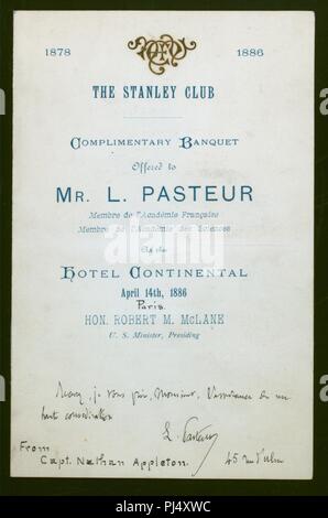 BANQUET POUR L. PASTEUR (tenue par le CLUB) STANLEY (at) 'HÔTEL CONTINENTAL,(PARIS)' (hôtel) Banque D'Images