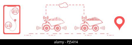 Transports intelligents et de camionnage. La surveillance et le contrôle des entreprises de camionnage. Les nouvelles technologies. Illustration de Vecteur