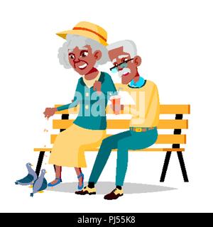 Vecteur de couple de personnes âgées. Grand-père et grand-mère. Faire face à ses émotions. Les gens heureux ensemble. Télévision Cartoon illustration isolé Illustration de Vecteur