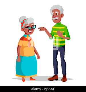 Vecteur de couple de personnes âgées. Les grands-parents modernes. Personnes âgées de la famille. Personnages aux cheveux gris. Télévision Cartoon illustration isolé Illustration de Vecteur