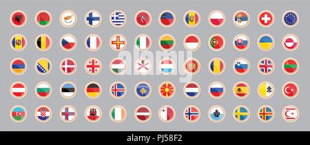 Drapeaux des pays d'Europe. Ensemble d'icônes. Illustration de Vecteur