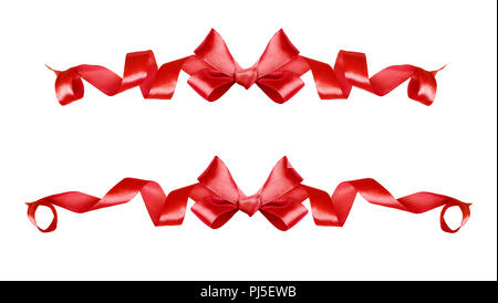 Ensemble de rubans de soie rouge bows isolated on white Banque D'Images