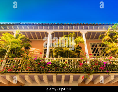 Une vue typique à Cartagena en Colombie. Banque D'Images