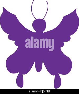Vector illustration. Silhouette de papillons violet. Fond blanc Illustration de Vecteur