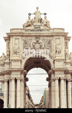 Rua Augusta Pierre Triumphal Arch in Lisbonne, Portugal Banque D'Images