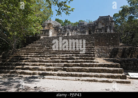 Les ruines de l'ancienne cité Maya de Calakmul, Campeche, Mexique. Banque D'Images