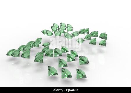 Emerald Collection de diamants. Diamants émeraudes 3D render Banque D'Images