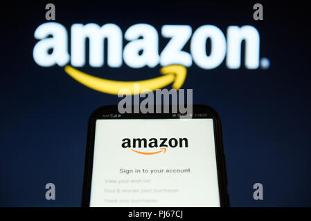 Cracovie, Pologne. 16Th Jun 2018. Amazon logo est vu sur un téléphone mobile. Amazon a atteint 1 000 milliards de capitaux. Credit : Omar Marques/SOPA Images/ZUMA/Alamy Fil Live News Banque D'Images