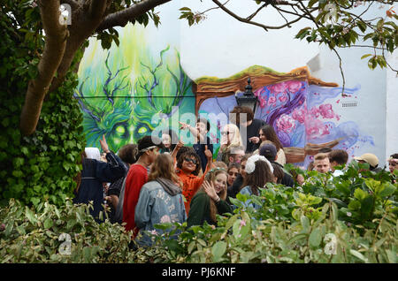 La célébration de la prise dans le green festival, Hastings, Royaume-Uni Banque D'Images