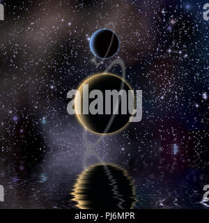 Réflexion et planètes eaux Banque D'Images