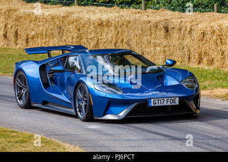 2018 Ford GT dans sa course de démonstration à l'exécution 2018 Goodwood Festival of Speed, Sussex, UK. Banque D'Images