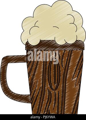 Bois de la bière tasse gribouiller Illustration de Vecteur