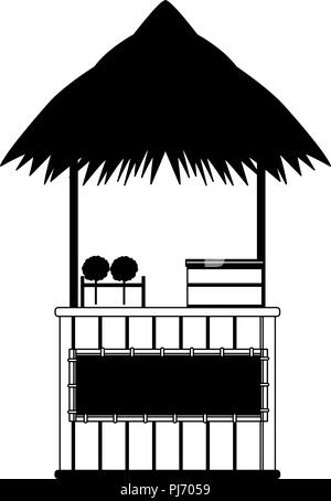 Stand kiosque plage en noir et blanc Illustration de Vecteur