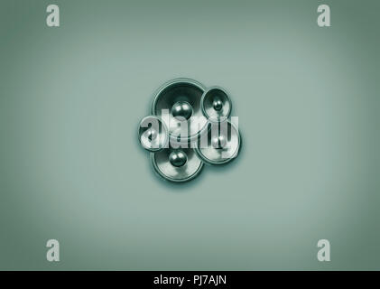 Haut-parleurs audio sur un fond vert pâle avec copie espace, 3D illustration Banque D'Images