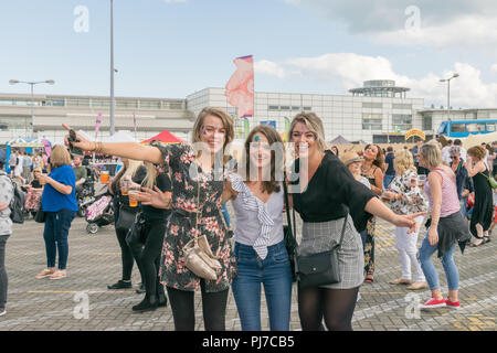 Dun Laoghaire, en Irlande. 3 Août, 2018. Les gens s'amusant à l'BeatYard Festiva Crédit : Fabrice Jolivet Banque D'Images