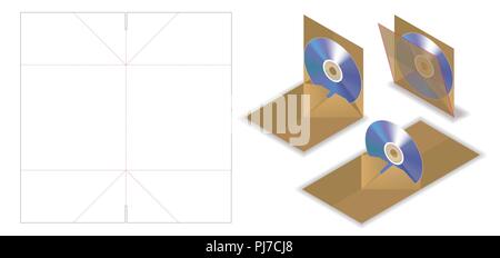 Disque de pop up maquette enveloppe avec découpe cut Illustration de Vecteur