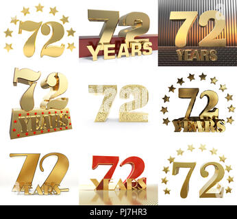 Numéro de série de l'année soixante deux (72) célébration de l'année design. Anniversaire nombre d'éléments de modèle pour votre fête d'anniversaire. 3D illustration. Banque D'Images