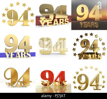 Numéro de série de l'année quatre-vingt-quatorze (94) célébration de l'année design. Anniversaire nombre d'éléments de modèle pour votre fête d'anniversaire. 3D illustration. Banque D'Images