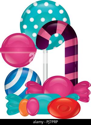 Sucettes bonbons caramels doux gomme vector illustration Illustration de Vecteur