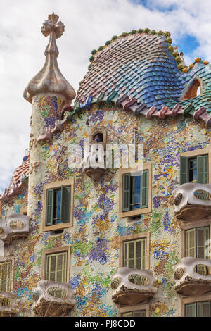 Barcelone, Espagne - 26 mars 2018 : Vue extérieure de la Casa Batllo à Barcelone. Banque D'Images