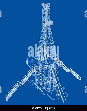 Concept de plate-forme pétrolière. Le rendu 3D de vecteur Illustration de Vecteur