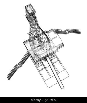 Concept de plate-forme pétrolière. Le rendu 3D de vecteur Illustration de Vecteur