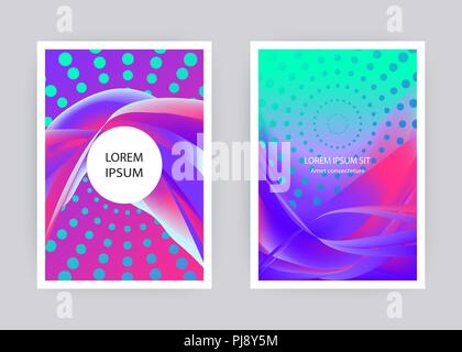 La composition des formes liquides liquide. Arrière-plan géométrique ondulée. Abstrait toile colorée. Les cercles de demi-teintes éléments. Gradient Mode modèle vagues vect Illustration de Vecteur