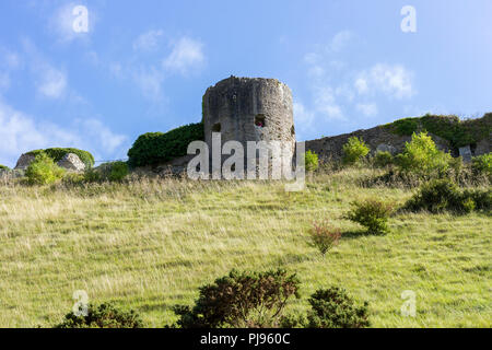 Château de Corfe, vue d'une partie des ruines du château par un après-midi ensoleillé du début de septembre 2018, Dorset, UK Banque D'Images