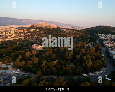 Vue aérienne de l'Acropole, Athènes, Grèce. Banque D'Images