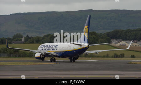 Vu Ryanair à l'Aéroport International de Glasgow, Renfrewshire, en Écosse. Banque D'Images