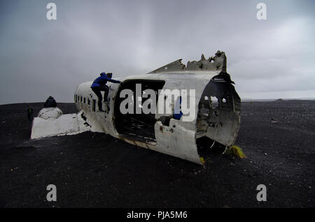 S'est écrasé l'avion DC3 Vik, le sud de l'Islande Banque D'Images