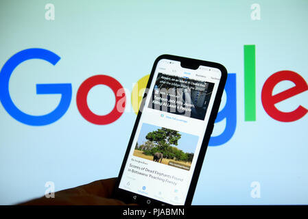 Cracovie, Pologne. 16Th Jun 2018. Google Actualités app est vu sur un téléphone mobile Android. Credit : Omar Marques/SOPA Images/ZUMA/Alamy Fil Live News Banque D'Images