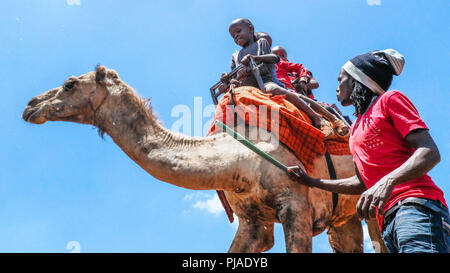 Nairobi, Kenya. 24Th Mar, 2018. Enfants de la région autour de Kibera vu heureusement appréciant gratuitement une tour de chameau.Kibera est l'un des plus grands bidonvilles de l'Afrique situé en Afrique de l'Est, au Kenya. Credit : Donwilson Odhiambo SOPA/Images/ZUMA/Alamy Fil Live News Banque D'Images