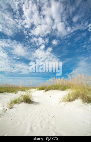 De vastes étendues de plage de sable fin au point d'haricots, l'extrémité nord de Anna Maria Island, FL Banque D'Images