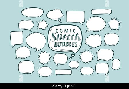 Jeu de bulles de bande dessinée. Doodle, sketch vector illustration Illustration de Vecteur