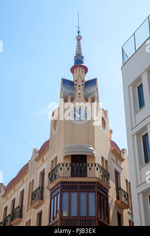 Casa Bartomeu Carbonell dans le centre-ville historique de Sitges en Espagne Banque D'Images