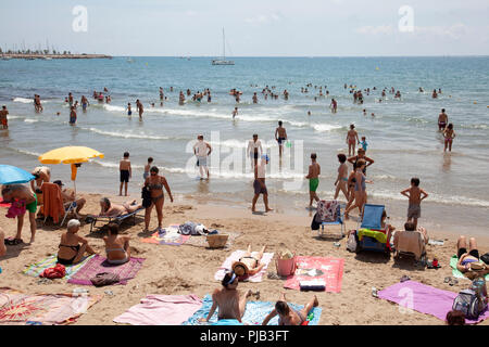 Platja de San Sebastian à Sitges, Espagne Banque D'Images