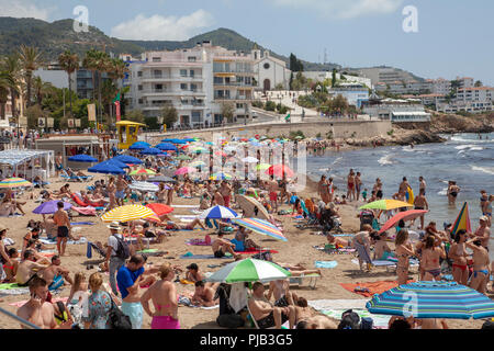 Platja de San Sebastian à Sitges, Espagne Banque D'Images