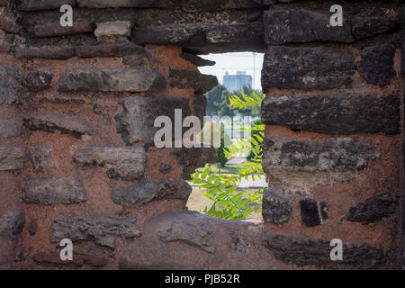 Ruines des murs de Constantinople contre la ville d'Istanbul . Murs a été construit au 5ème siècle (Istanbul/Turquie) Banque D'Images