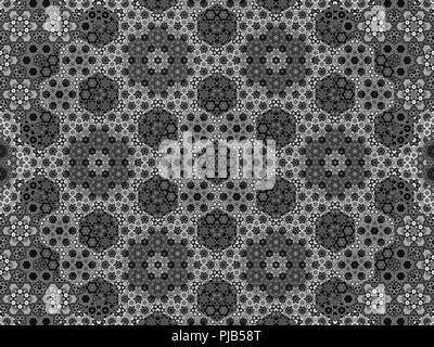 Modèle fractal Oriental, générée par ordinateur résumé fond, noir et blanc, 3D Rendering Banque D'Images